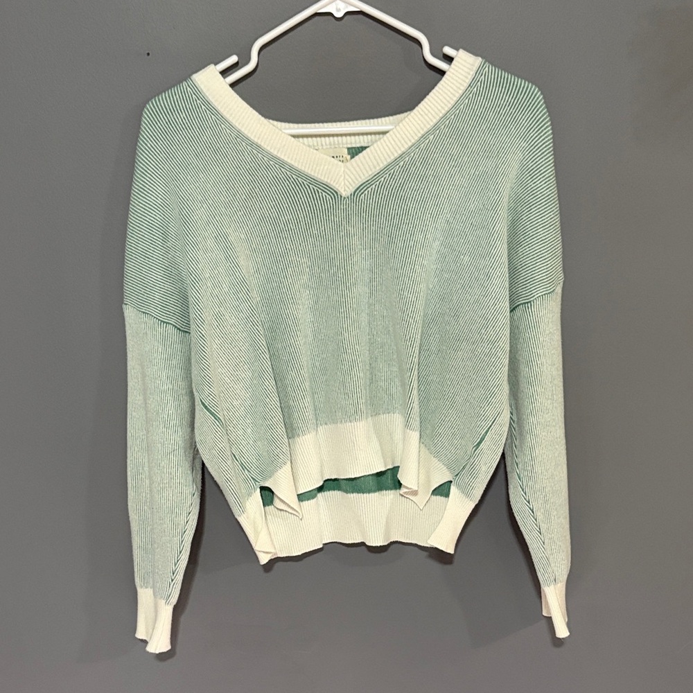 Dreamers by Debut green&white striped sweater